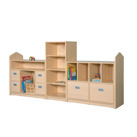 Fertigregalsystem in Korpusbauweise "Elias" B/H/T: 256x80/120x40 cm, Regalsystem aus 3 Regal Elementen, mit Schüben und Griffmulden-image