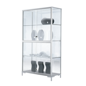 Standvitrine LINK mittig geteilt mit 4 Schiebetüren für den Innenbereich B/H/T: 150x186x40 cm, Anzahl Glaseinlegeböden wählbar-image
