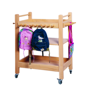 Taschenwagen B/H/T: 83,5 x 86,3 x 57,5 cm, mit 28 Holzhaken und 3 Ablageflächen Taschenwagen B/H/T: 83,5 x 86,3 x 57,5 cm, mit 28 Holzhaken und 3 Ablageflächen-image