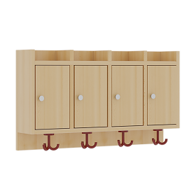 Garderobenablage mit Türen B/H/T: 80x46x27 cm, 4 Fächer mit Türen, darunter 3fach-Haken, oben offene Unterteilungen-image