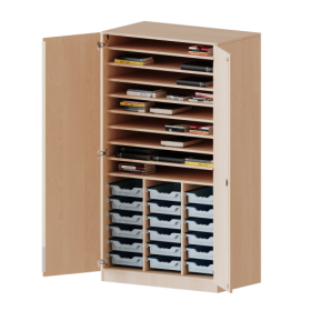 Bastelschrank, 5 Ordnerhöhen - Serie evo180 B/H: 104,5x190 cm, mit Sockel (81 mm), 2-türiger Schrank mit 18 flachen ErgoTray Boxen Bastelschrank, 5 Ordnerhöhen - Serie evo180 B/H: 104,5x190 cm, mit Sockel (81 mm), 2-türiger Schrank mit 18 flachen ErgoTray Boxen-image