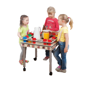 Mobiler Getränkewagen für 20 Becher B/H/T: 60x60x60 cm, mobiler Getränkewagen aus Vollkern-Material (feuchtigkeitsabweisend)-image