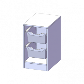 ErgoTray Regal, einreihig, 1,5 Ordnerhöhen - evo180 Serie B/H/T: 36,1x64x50 cm, mit Sockel (81 mm), 2 hohe ErgoTray Boxen-image