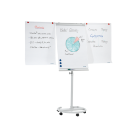 Höhenverstellbares Flip-Chart Mobil auf Rundfuß mit 5 Rollen. Höhenverstellbares Flip-Chart Mobil auf Rundfuß mit 5 Rollen.-image