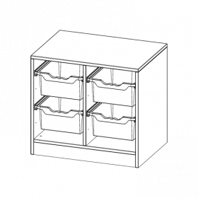 ErgoTray Regal, zweireihig, 1,5 Ordnerhöhen - evo180 Serie B/H/T: 70,3x64x50 cm, mit Sockel (81 mm), 4 hohe ErgoTray Boxen-image