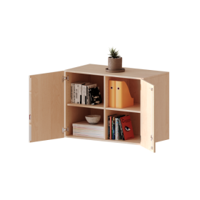 Aufsatzschrank, 2 Ordnerhöhen - Serie evo180 B/H/T: 100x72x40 cm, 2 Türen, abschließbar, mit Mittelwand-image