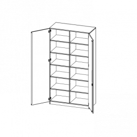 Schrank, 6 Ordnerhöhen - Serie evo180 B/H/T: 120x226x50 cm, 2 Türen, abschließbar, mit Mittelwand, mit Sockel (81 mm)-image