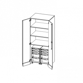 Garagenschrank ohne Sockel, 5 Ordnerhöhen - Serie evo180 B/H/T: 80x190x60 cm, 2 Container mit je 2 flachen und 2 hohen ErgoTray Boxen-image