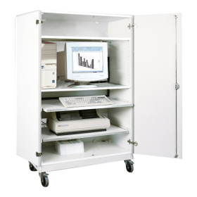 fahrbarer EDV-Wagen, mit abnehmbarem und abschließbarem Mittelteil in der Rückwand B/H/T: 96x157x57 cm-image