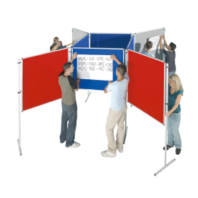 Stecktafel Set "Raute Plus" 8x T-Fuß Stativ, 4x Tafel in Blau, 4x Tafel je eine Seite in Rot und Grau-image