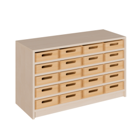 Korpus-Regal mit flachen Materialkästen B/H/T: 102x60x40 cm mit 20 Massivholz-Kästen-image