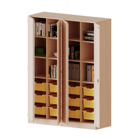 ErgoTray Schrank, zweiteilig, vierreihig, 5 Ordnerhöhen - evo180 Serie B/H/T: 140,6x190x50 cm, viertürig, zweiteilig, mit Sockel (81 mm), mit 2 Mittelwänden, mit 12 hohen ErgoTray Boxen ErgoTray Schrank, zweiteilig, vierreihig, 5 Ordnerhöhen - evo180 Serie B/H/T: 140,6x190x50 cm, viertürig, zweiteilig, mit Sockel (81 mm), mit 2 Mittelwänden, mit 12 hohen ErgoTray Boxen-image