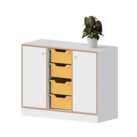 qickly® Schrank, 2 Ordnerhöhen, 2 Türen mit Schloss, 4 große Ergo Tray Boxen B/H/T: 104,2x74,3x42,6 cm-image