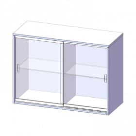 Aufsatz mit Glasschiebetüren, 2 Ordnerhöhen - Serie evo180 B/H/T: 100x72x50 cm, 2 Schiebetüren, abschließbar, mit Mittelwand-image