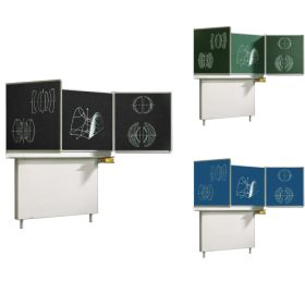 Wandtafel Schultafel aus Premium Stahlemaille, Serie FZ E Wandklappschiebetafel mit Federzug, farbig-image