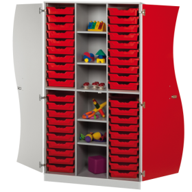 Hochschrank mit Wellentüren, 40 flache ErgoTray Boxen & 4 Einlegeböden B/H/T: 104,5x190x50 cm-image