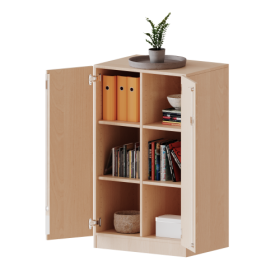 Schrank, zweireihig, 3 Ordnerhöhen - evo180 Serie B/H/T: 70,3x118x50 cm, zweitürig, mit Sockel (81 mm), ohne Boxen-image