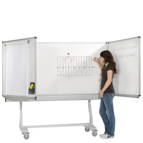 Freistehende Klapptafel aus Stahl, Whiteboard, Serie KLST in weiß feststehend oder fahrbar Freistehende Klapptafel aus Stahl, Whiteboard, Serie KLST in weiß feststehend oder fahrbar-image