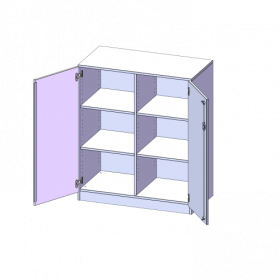 Schrank, 3 Ordnerhöhen - Serie evo180 B/H/T: 100x118x60 cm, 2 Türen, abschließbar, mit Mittelwand, mit Sockel (81 mm)-image