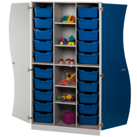 Wellentürenschrank Serie WS22MS210 B/H/T: 104,5x190x50 cm, 4 Mittelwände, 4 Einlegeböden, Dekor und Türfarben wählbar, rechte Tür in rot, ErgoTray Boxenfarbe wählbar-image