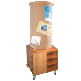 Mobile Kork-Litfaßsäule mit Unterschrank Höhe: 185 cm, Durchmesser: 60 cm Mobile Kork-Litfaßsäule mit Unterschrank Höhe: 185 cm, Durchmesser: 60 cm-image