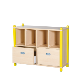 Materialschrank, 2 hohe Dekorschübe, 4 Fächer B/H/T: 106x80x40 cm, Stollenbauweise-image