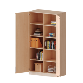 Schrank, 5 Ordnerhöhen - Serie evo180 B/H/T: 100x190x50 cm, 2 Türen, abschließbar, mit Mittelwand, mit Sockel (81 mm)-image