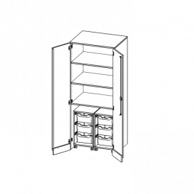 Garagenschrank ohne Sockel, 5 Ordnerhöhen - Serie evo180 B/H/T: 80x190x60 cm, 2 Container mit je 3 hohen ErgoTray Boxen-image