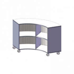 Fahrbares Viertelkreisregal, 2 Ordnerhöhen - Serie evo180 B/H/T: 139,6x82x40 cm, Rückwand aus Lochblech-image