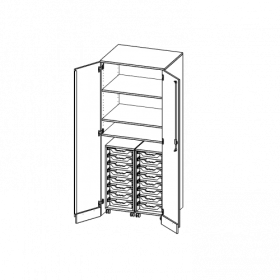 Garagenschrank ohne Sockel, 5 Ordnerhöhen - Serie evo180 B/H/T: 80x190x60 cm, 2 Container mit je 8 flachen ErgoTray Boxen-image