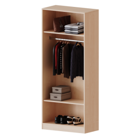 Garderobenregal,  5 Ordnerhöhen - Serie evo180 Gesamthöhe 190 cm, mit Garderobenstange, mit Sockel (81 mm)-image