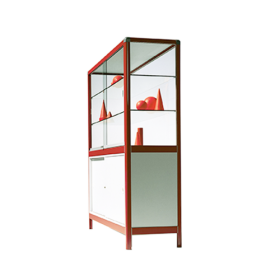 Aluminiumvitrine V17 mit Sicherheitsglas und integriertem Unterschrank H/T/: 180x50 cm, Breite wählbar-image
