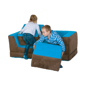 Kinder Klappcouch mit 2 Sesseln 140x50x70 cm, Sitzhöhe: 25 cm, Hocker je 49x49x25 cm, lieferbar in diversen Bezügen-image