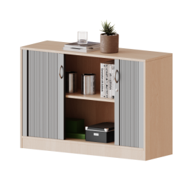 Schrank mit Rollo, 2 Ordnerhöhen - Serie evo180 Gesamthöhe 82 cm, Querrolladen, abschließbar, mit Sockel (81 mm)-image