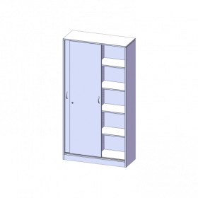 Schiebetürenschrank, 5 Ordnerhöhen - Serie evo180 B/H/T: 100x190x40 cm, 2 Schiebetüren, abschließbar, mit Mittelwand, mit Sockel (81 mm)-image
