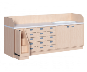 Wickelkommode, vierreihig zuzüglich Badewanne B/H: 249x113 cm, Ausziehbarer Aufstieg, 15 Schübe und Badewanne Wickelkommode, vierreihig zuzüglich Badewanne B/H: 249x113 cm, Ausziehbarer Aufstieg, 15 Schübe und Badewanne-image