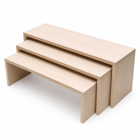 Set aus 3 untereinander schiebbaren Sitzbänken mit stabilen 25-mm-Sitzplatten B/H/T der Bank-Einzelmaße: 105x40x32,5 // 100x35x30,0 // 95x30x27 cm-image