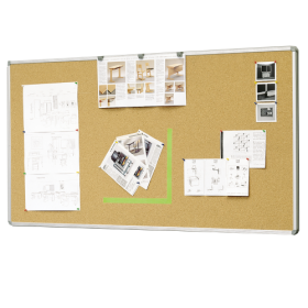 Korkwandtafel KT aus Naturkork, mit Aluminiumrahmen Naturkork, wahlweise mit Ablage-image