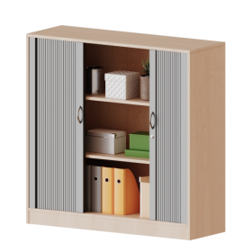 Schrank mit Rollo, 3 Ordnerhöhen - Serie evo180 B/H/T: 100x118x50 cm, Querrolladen, abschließbar, mit Sockel (81 mm)-image
