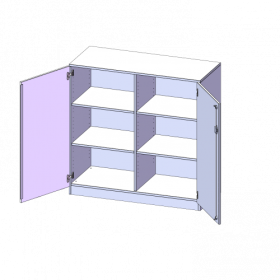 Schrank, 3 Ordnerhöhen - Serie evo180 B/H/T: 120x118x50 cm, 2 Türen, abschließbar, mit Mittelwand, mit Sockel (81 mm)-image