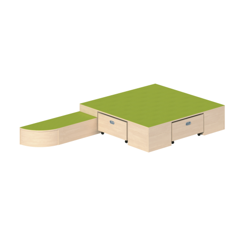 Podestanlage 2, 3teilig, mit Linoleum-Deckplatten B/H/T: 260x24/35x150 cm, mit verschieden hohen Podestelementen und 2 Rollkästen-image