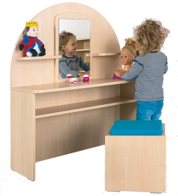 Puppen-Frisierkommode mit Spiegel und 2 Ablagen Puppen-Frisierkommode B/H/T: 100x115x36 mit Spiegel und 2 Ablagen-image