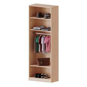 Garderobenregal,  6 Ordnerhöhen - Serie evo180 Gesamthöhe 226 cm, mit Garderobenstange, mit Sockel (81 mm) Garderobenregal,  6 Ordnerhöhen - Serie evo180 Gesamthöhe 226 cm, mit Garderobenstange, mit Sockel (81 mm)-image