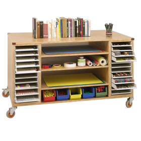 Bastelwagen mit 24 DIN-A4 Schubladen, 3 Einlegeböden, 5 kleinen Materialboxen B/H/T: 130x82x40 cm-image