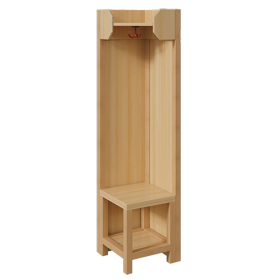 Garderoben-Innenecke, für offene Ablage B/T: 39x39 cm, Stützen über Eck mit Paneelrückwänden in Buche-hell, Schuhablage-image