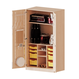 Musikschrank, 5 Ordnerhöhen - Serie evo180 B/H/T: 104,5x190x60 cm, Türen mit Instrumentenhalterungen, mit 8 ErgoTray Boxen, mit Sockel (81 mm) Musikschrank, 5 Ordnerhöhen - Serie evo180 B/H/T: 104,5x190x60 cm, Türen mit Instrumentenhalterungen, mit 8 ErgoTray Boxen, mit Sockel (81 mm)-image