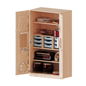 Musikschrank, 5 Ordnerhöhen - Serie evo180 B/H/T: 104,5x190x60 cm, Türen mit Instrumentenhalterungen, mit 9 ErgoTray Boxen, mit Sockel (81 mm) Musikschrank, 5 Ordnerhöhen - Serie evo180 B/H/T: 104,5x190x60 cm, Türen mit Instrumentenhalterungen, mit 9 ErgoTray Boxen, mit Sockel (81 mm)-image
