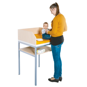 Wickeltisch mit Ablage mit Stahlgestell, B/H/T: 70,5x113x71,5 cm, aus feuerhemmendem Material - Dekor Buche Wickeltisch mit Ablage mit Stahlgestell, B/H/T: 70,5x113x71,5 cm, aus feuerhemmendem Material - Dekor Buche-image