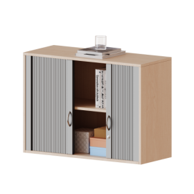 Aufsatzschrank mit Rollo, 2 Ordnerhöhen - Serie evo180 Gesamthöhe 72 cm, Querrolladen, abschließbar-image