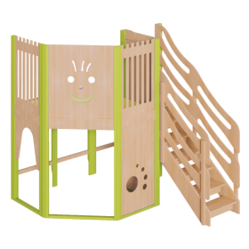 Spielburg, komplett in großer Höhe B/H/T: 228x240x252 cm, 2seitig wandmontiert, mit Schräge im Grundriß, Treppe als Aufgang-image